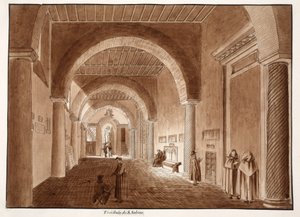 サンタサビナの前庭、1833年（茶色のウォッシュでエッチング） 作： Agostino Tofanelli